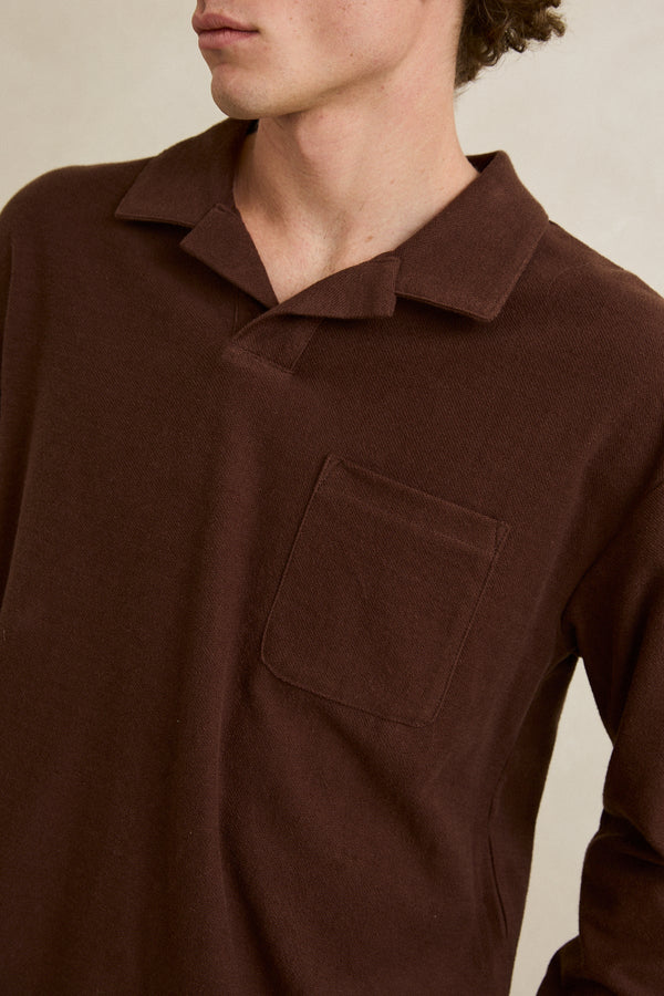 Vintage Terry Ls Polo - Chocolate