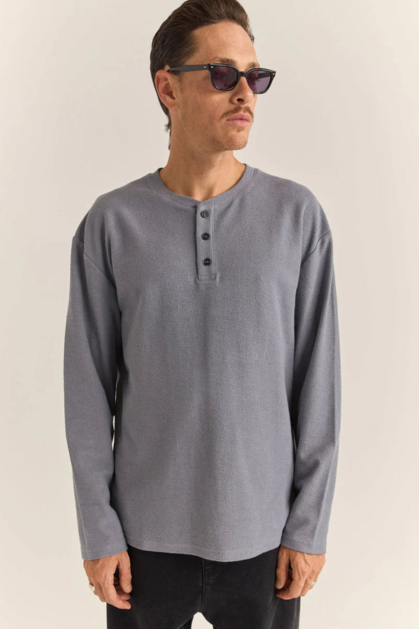 Vintage Terry LS Henley - Indigo