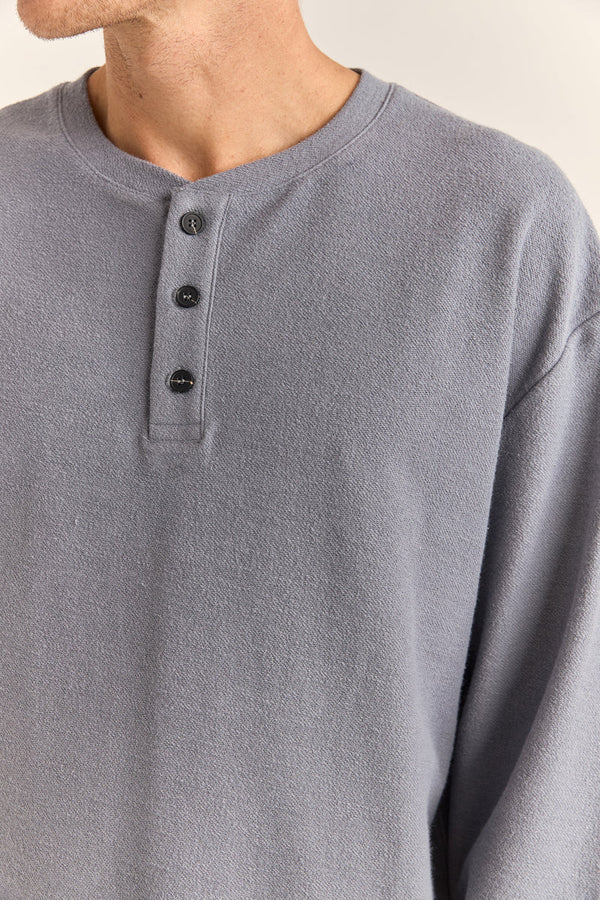 Vintage Terry LS Henley - Indigo