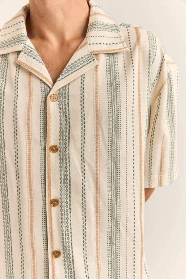 Vacation Stripe SS Shirt - Natural