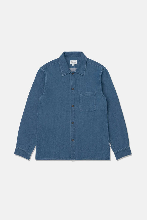 Textured Wale Ls Shirt - Washed Indigo