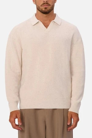 The New England Polo Knit - Ivory Marle