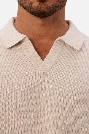 The New England Polo Knit - Ivory Marle