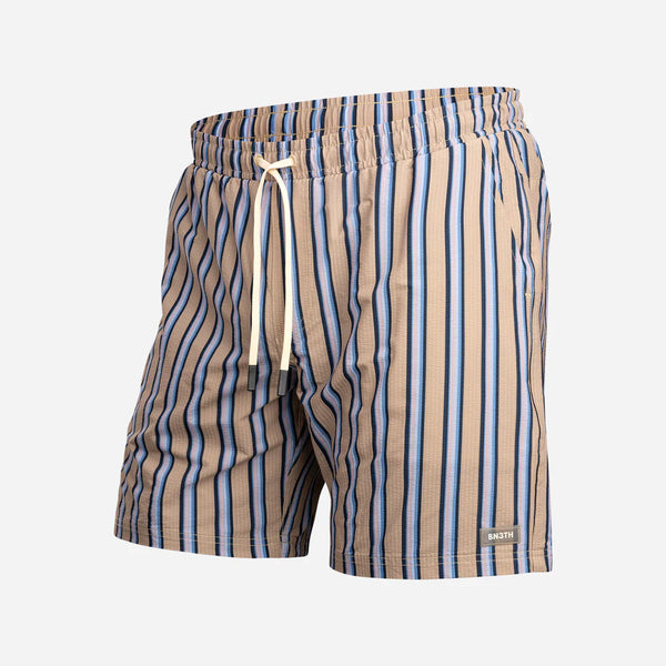 Wave 7" Swim Short 2N1 - Mens Wear Beige Stripe