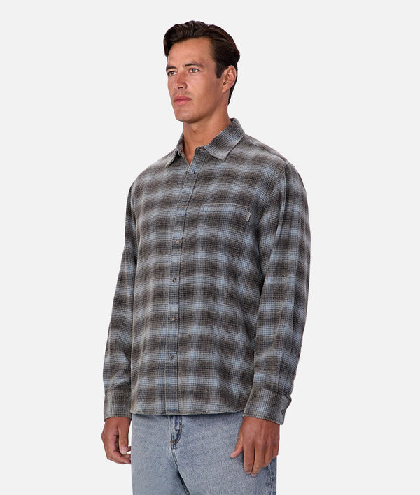 The Durango LS Shirt - Charcoal/Blue Combo