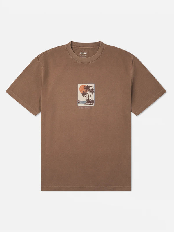 Brisa Box Fit Tee- Brown Vintage Wash