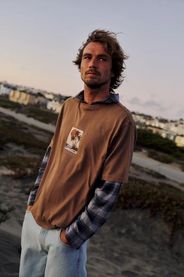 Brisa Box Fit Tee- Brown Vintage Wash