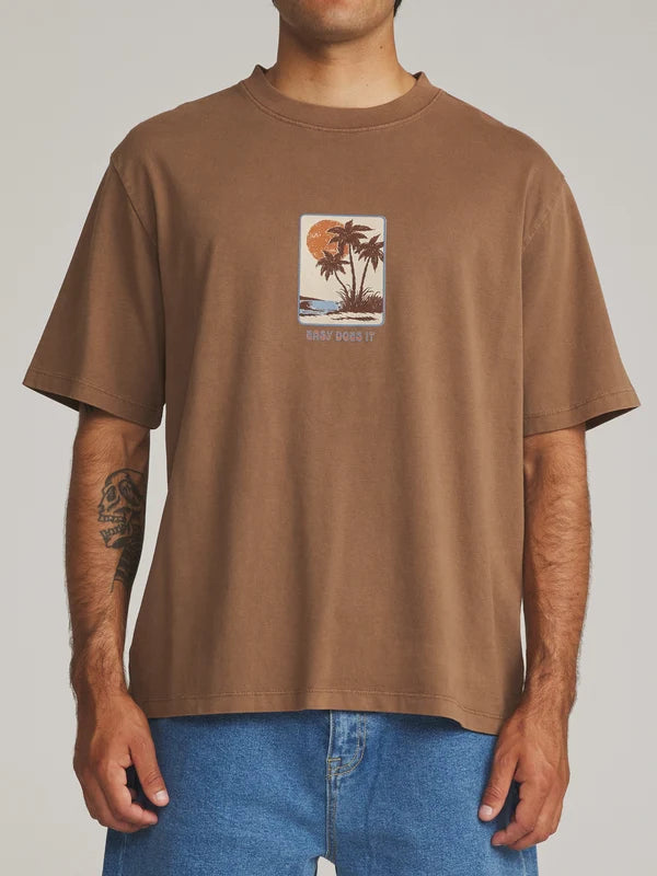 Brisa Box Fit Tee- Brown Vintage Wash