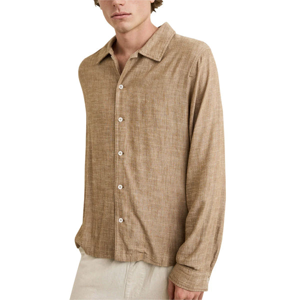 Linen Chambray LS Shirt - Coffee