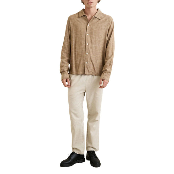 Linen Chambray LS Shirt - Coffee
