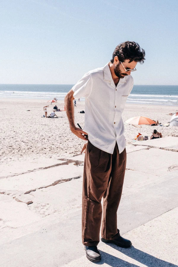Linen Whip Stitch SS Shirt - Vintage White