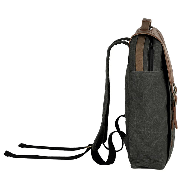 Aldrich Unisex Backpack - Up-Cycled Canvas and Leather