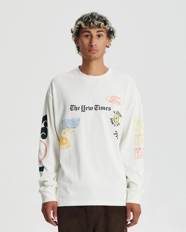 Mixed Up LS Tee - Vintage White