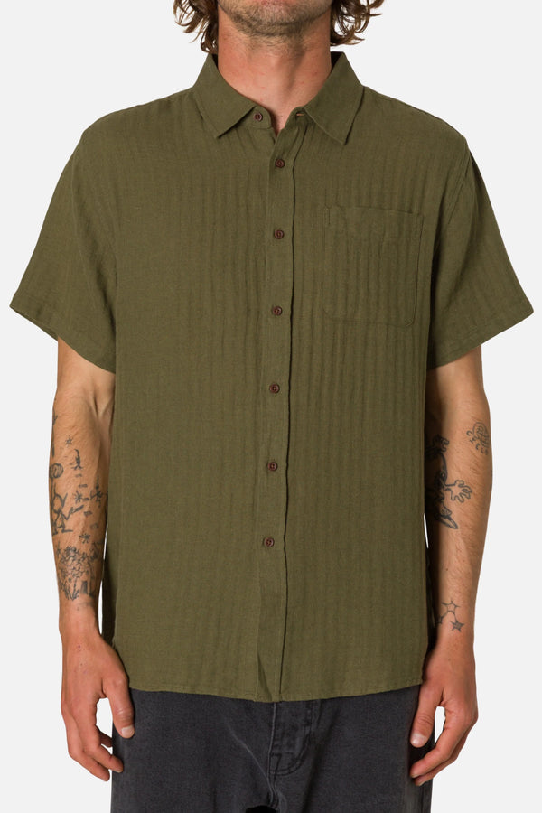 Alan Solid Shirt - Olive Night