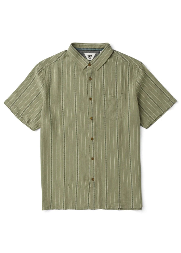 Linen Pin Short Sleeve Shirt - Sage
