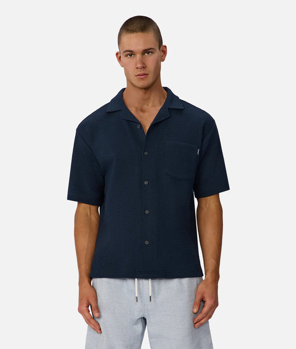 The Knitted Malibu SS SHirt - Navy Blue