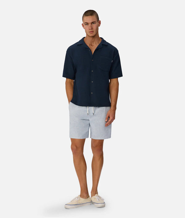 The Knitted Malibu SS SHirt - Navy Blue
