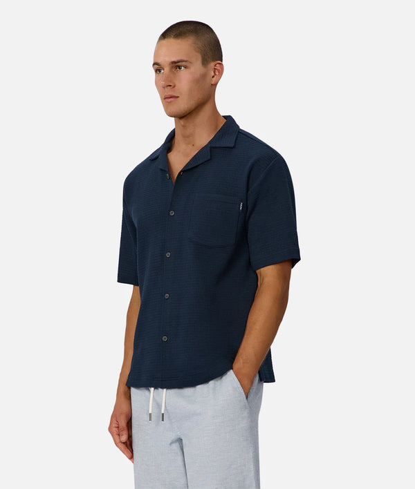 The Knitted Malibu SS SHirt - Navy Blue