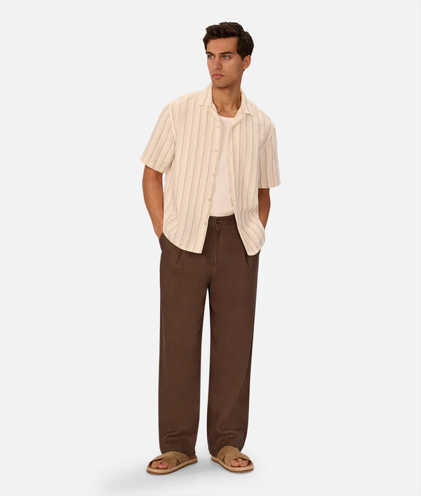 The Miramar SS Shirt - Off White/Brown