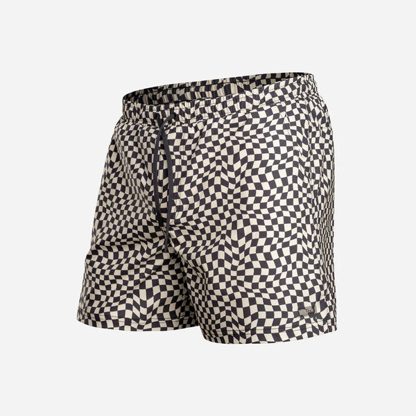 Agua Volley 2N1 Swim Short 5" - Warped Checkered Vanilla