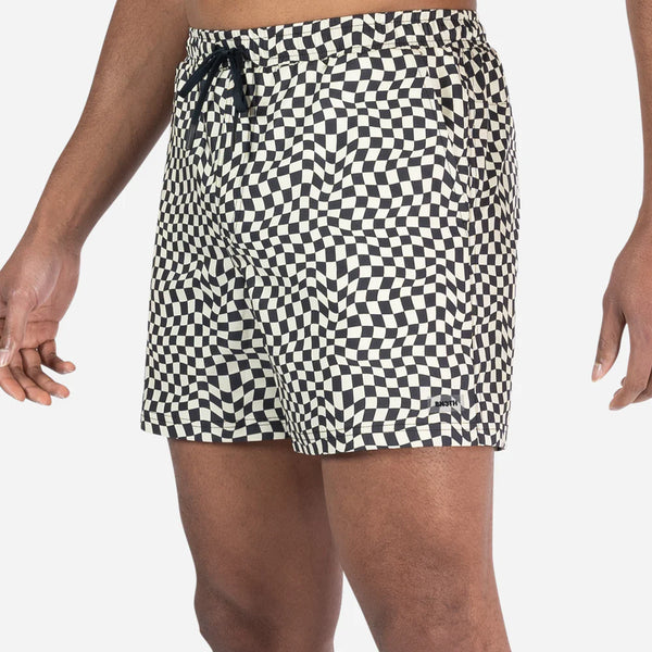 Agua Volley 2N1 Swim Short 5" - Warped Checkered Vanilla