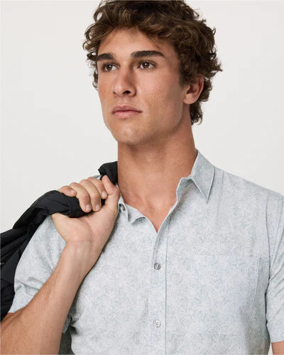 Short Sleeve Bridge Button Down - Frost Grey Water Lily