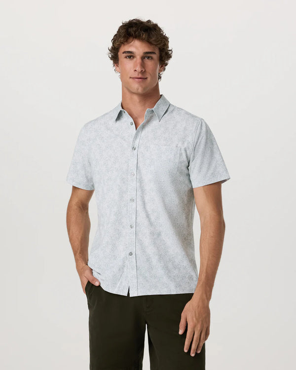Short Sleeve Bridge Button Down - Frost Grey Water Lily