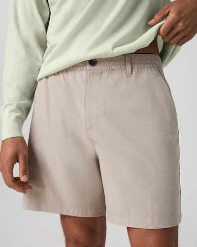 Aim Elastic Waist Short 7" - Khaki Linen Texture