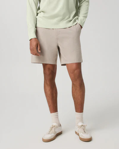 Aim Elastic Waist Short 7" - Khaki Linen Texture
