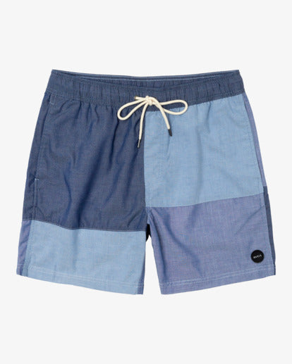 Patchwork Elastic 17" Shorts - Blue